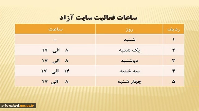 برنامه فعالیت سایت آزاد