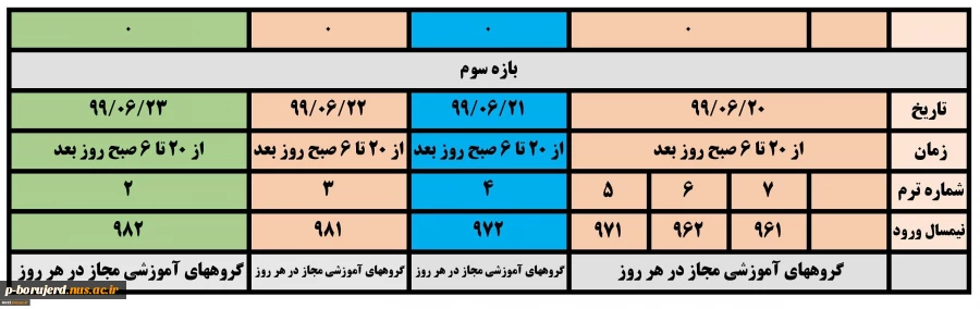 فرصت مجدد انتخاب واحد برای کلیه ی دانشجویانی که کمتر از ١٢ واحد اخذ نموده اند. 3