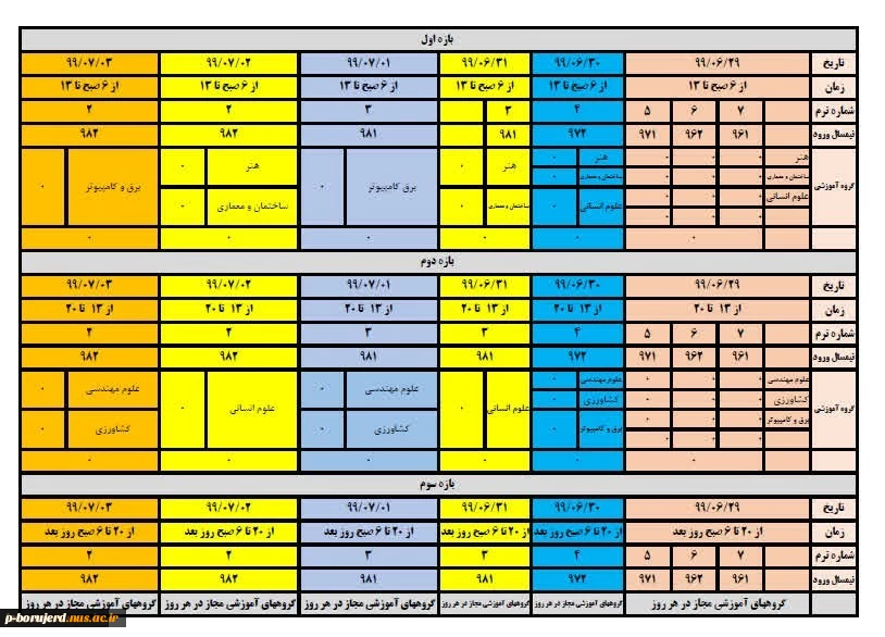 برنامه زمانبندی حذف و اضافه 991 2