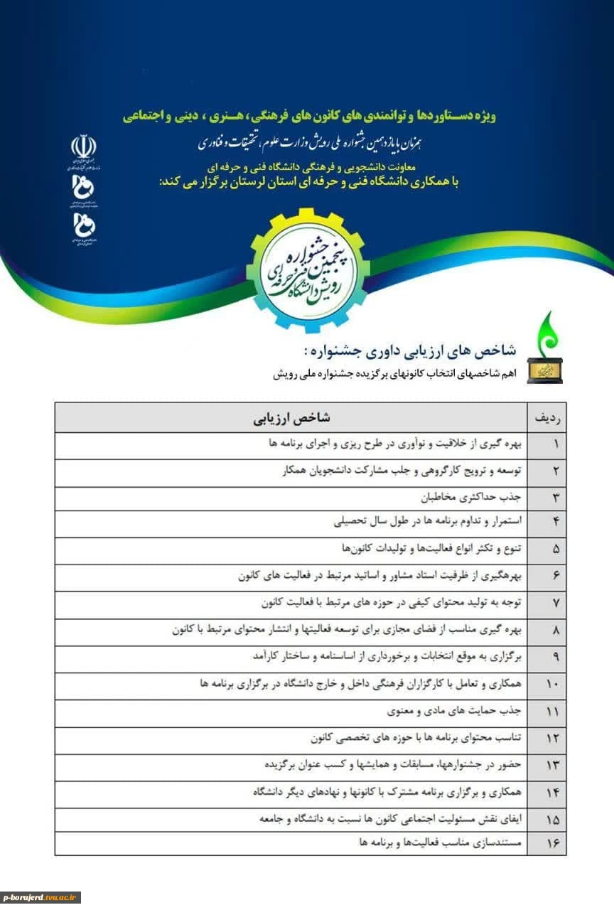 پنجمین جشنواره دانشگاهی رویش (۱۴۰۲) به میزبانی * دانشگاه فنی و حرفه ای استان لرستان* 2